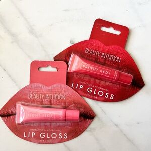 Beauty Intuition Hydrating Lip Gloss Set - Light Pink & Bright Red